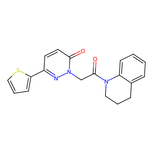 2-[2-(3,4-dihydro-2H-quinolin-1-yl)-2-oxoethyl]-6-thiophen-2-ylpyridazin-3-one structure