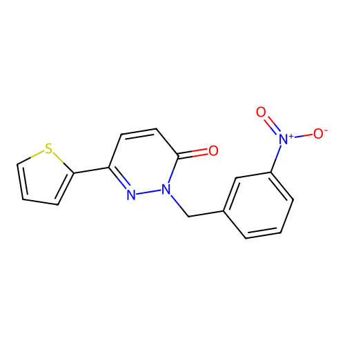 2-[(3-Nitrophenyl)methyl]-6-thiophen-2-ylpyridazin-3-one structure