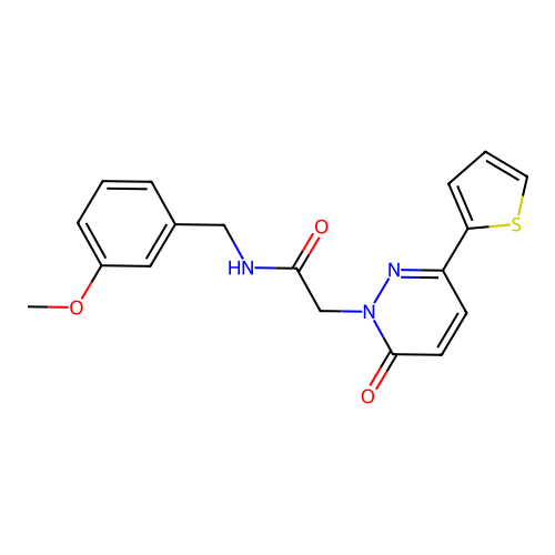 N-[(3-methoxyphenyl)methyl]-2-(6-oxo-3-thiophen-2-ylpyridazin-1-yl)acetamide structure