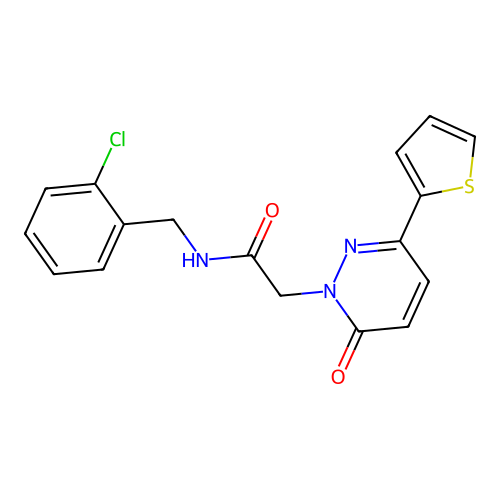 N-[(2-chlorophenyl)methyl]-2-(6-oxo-3-thiophen-2-ylpyridazin-1-yl)acetamide structure