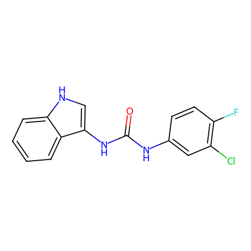 1-(3-chloro-4-fluorophenyl)-3-(1H-indol-3-yl)urea structure