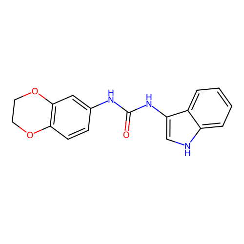 1-(2,3-dihydrobenzo[b][1,4]dioxin-6-yl)-3-(1H-indol-3-yl)urea structure
