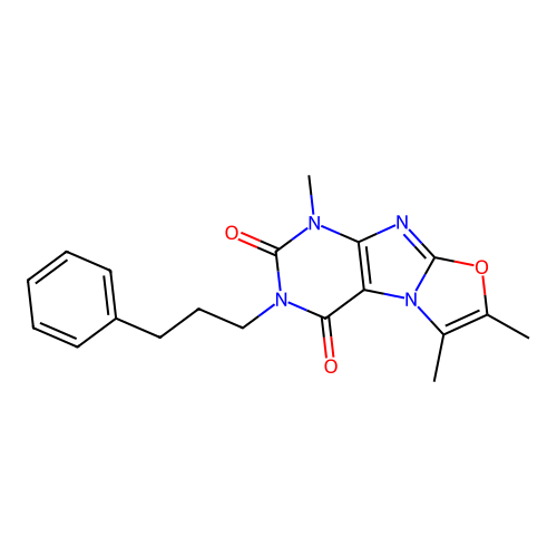 1,6,7-trimethyl-3-(3-phenylpropyl)oxazolo[2,3-f]purine-2,4(1H,3H)-dione structure