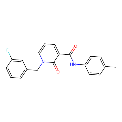 1-(3-fluorobenzyl)-2-oxo-N-(p-tolyl)-1,2-dihydropyridine-3-carboxamide structure