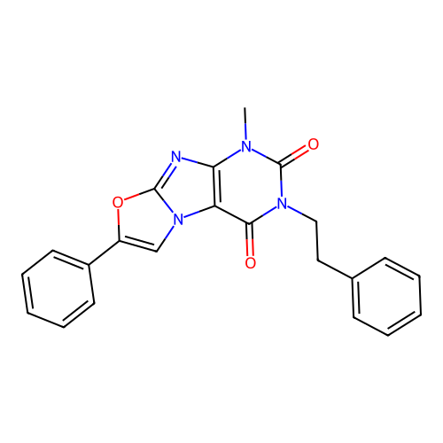 1-methyl-3-phenethyl-7-phenyloxazolo[2,3-f]purine-2,4(1H,3H)-dione structure