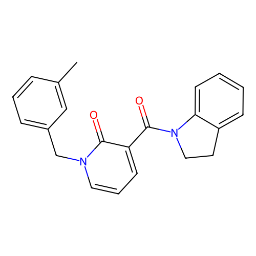 3-(indoline-1-carbonyl)-1-(3-methylbenzyl)pyridin-2(1H)-one structure