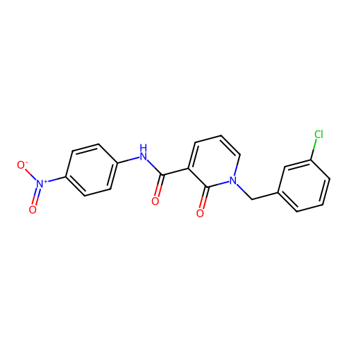 1-(3-chlorobenzyl)-N-(4-nitrophenyl)-2-oxo-1,2-dihydropyridine-3-carboxamide structure