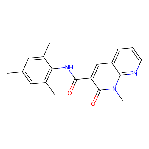 N-mesityl-1-methyl-2-oxo-1,2-dihydro-1,8-naphthyridine-3-carboxamide structure