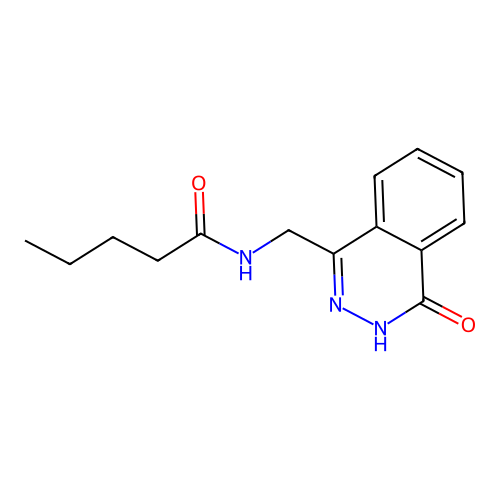 N-((4-oxo-3,4-dihydrophthalazin-1-yl)methyl)pentanamide structure