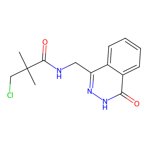 3-chloro-2,2-dimethyl-N-((4-oxo-3,4-dihydrophthalazin-1-yl)methyl)propanamide structure