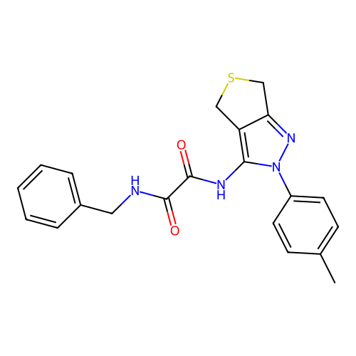 N-benzyl-N'-[2-(4-methylphenyl)-4,6-dihydrothieno[3,4-c]pyrazol-3-yl]oxamide structure