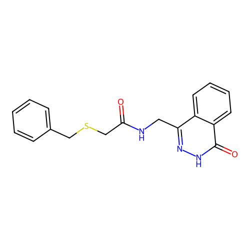 2-(benzylthio)-N-((4-oxo-3,4-dihydrophthalazin-1-yl)methyl)acetamide structure