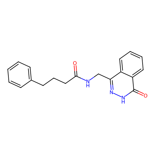 N-((4-oxo-3,4-dihydrophthalazin-1-yl)methyl)-4-phenylbutanamide structure