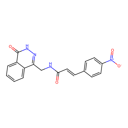(E)-3-(4-nitrophenyl)-N-((4-oxo-3,4-dihydrophthalazin-1-yl)methyl)acrylamide structure