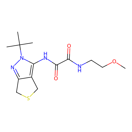 N'-(2-tert-butyl-4,6-dihydrothieno[3,4-c]pyrazol-3-yl)-N-(2-methoxyethyl)oxamide structure
