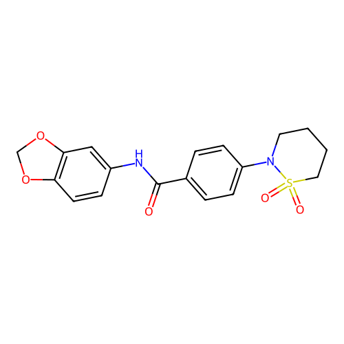 N-(1,3-benzodioxol-5-yl)-4-(1,1-dioxothiazinan-2-yl)benzamide structure