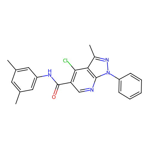 4-chloro-N-(3,5-dimethylphenyl)-3-methyl-1-phenyl-1H-pyrazolo[3,4-b]pyridine-5-carboxamide structure