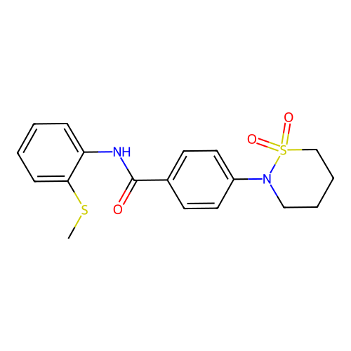4-(1,1-dioxido-1,2-thiazinan-2-yl)-N-(2-(methylthio)phenyl)benzamide structure