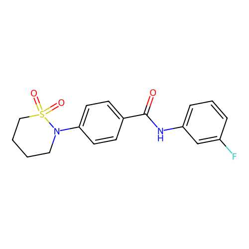 4-(1,1-dioxothiazinan-2-yl)-N-(3-fluorophenyl)benzamide structure