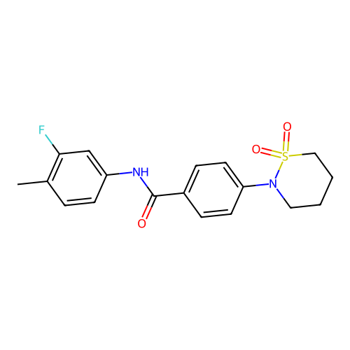 4-(1,1-dioxothiazinan-2-yl)-N-(3-fluoro-4-methylphenyl)benzamide structure