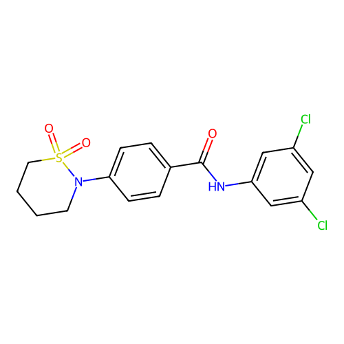 N-(3,5-dichlorophenyl)-4-(1,1-dioxothiazinan-2-yl)benzamide structure