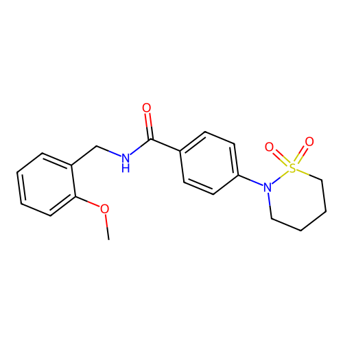 4-(1,1-dioxothiazinan-2-yl)-N-[(2-methoxyphenyl)methyl]benzamide structure