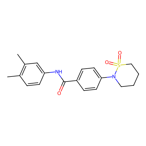 N-(3,4-dimethylphenyl)-4-(1,1-dioxothiazinan-2-yl)benzamide structure