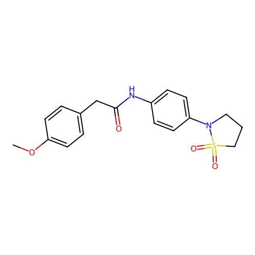 N-(4-(1,1-dioxidoisothiazolidin-2-yl)phenyl)-2-(4-methoxyphenyl)acetamide structure