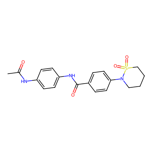 N-(4-acetamidophenyl)-4-(1,1-dioxothiazinan-2-yl)benzamide structure