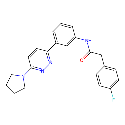 2-(4-fluorophenyl)-N-{3-[6-(pyrrolidin-1-yl)pyridazin-3-yl]phenyl}acetamide structure
