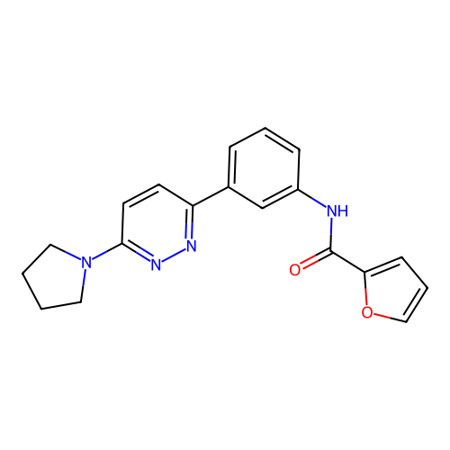 N-[3-(6-pyrrolidin-1-ylpyridazin-3-yl)phenyl]furan-2-carboxamide structure