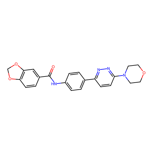N-(4-(6-morpholinopyridazin-3-yl)phenyl)benzo[d][1,3]dioxole-5-carboxamide structure