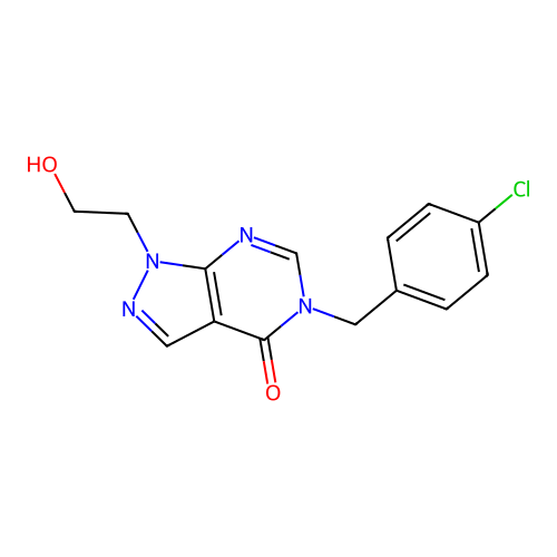 5-[(4-Chlorophenyl)methyl]-1-(2-hydroxyethyl)pyrazolo[3,4-d]pyrimidin-4-one structure