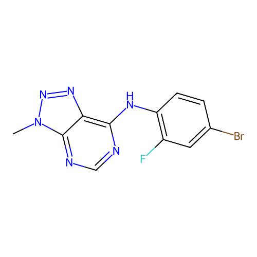 N-(4-bromo-2-fluorophenyl)-3-methyl-3H-[1,2,3]triazolo[4,5-d]pyrimidin-7-amine structure