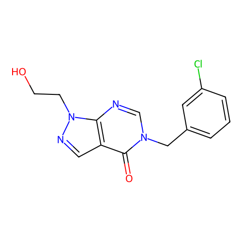 5-[(3-Chlorophenyl)methyl]-1-(2-hydroxyethyl)pyrazolo[3,4-d]pyrimidin-4-one structure