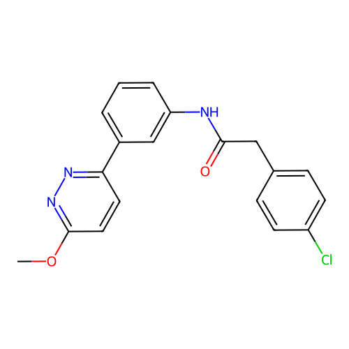 2-(4-chlorophenyl)-N-[3-(6-methoxypyridazin-3-yl)phenyl]acetamide structure