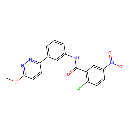 2-chloro-N-[3-(6-methoxypyridazin-3-yl)phenyl]-5-nitrobenzamide structure