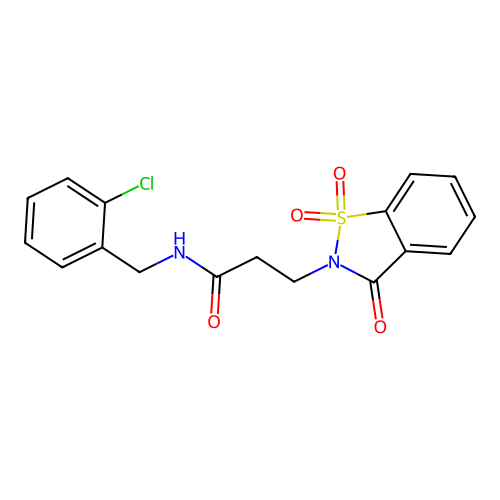 N-(2-chlorobenzyl)-3-(1,1-dioxido-3-oxobenzo[d]isothiazol-2(3H)-yl)propanamide structure