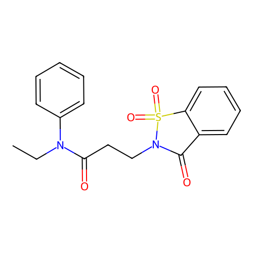 N-ethyl-N-phenyl-3-(1,1,3-trioxo-1,2-benzothiazol-2-yl)propanamide structure