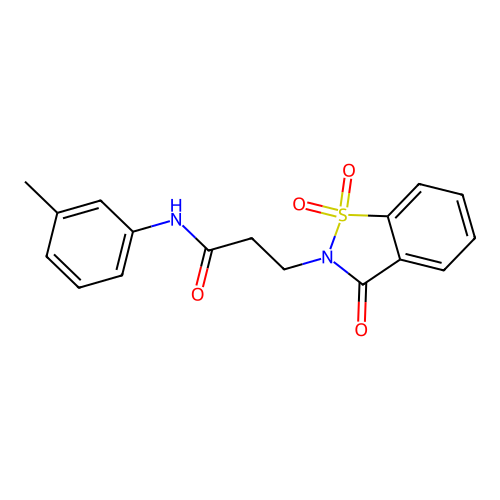 3-(1,1-dioxido-3-oxobenzo[d]isothiazol-2(3H)-yl)-N-(m-tolyl)propanamide structure