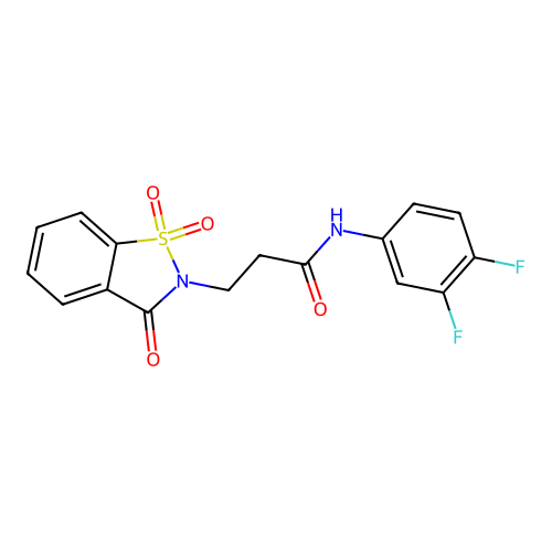 N-(3,4-difluorophenyl)-3-(1,1,3-trioxo-1,2-benzothiazol-2-yl)propanamide structure