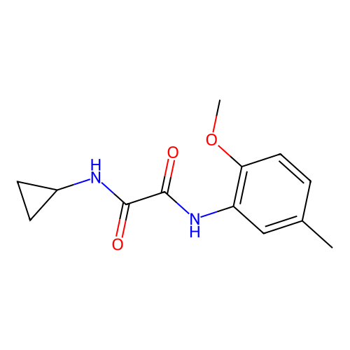 N-cyclopropyl-N'-(2-methoxy-5-methylphenyl)oxamide structure
