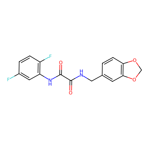 N-(1,3-benzodioxol-5-ylmethyl)-N'-(2,5-difluorophenyl)oxamide structure