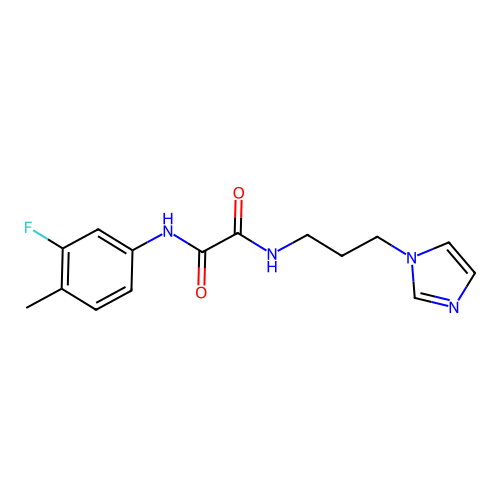 N1-(3-(1H-imidazol-1-yl)propyl)-N2-(3-fluoro-4-methylphenyl)oxalamide structure
