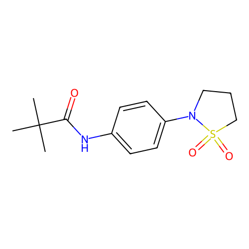 N-(4-(1,1-dioxidoisothiazolidin-2-yl)phenyl)pivalamide structure
