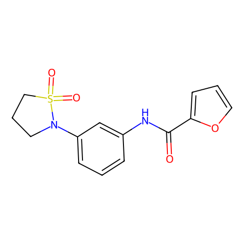 N-(3-(1,1-dioxidoisothiazolidin-2-yl)phenyl)furan-2-carboxamide structure