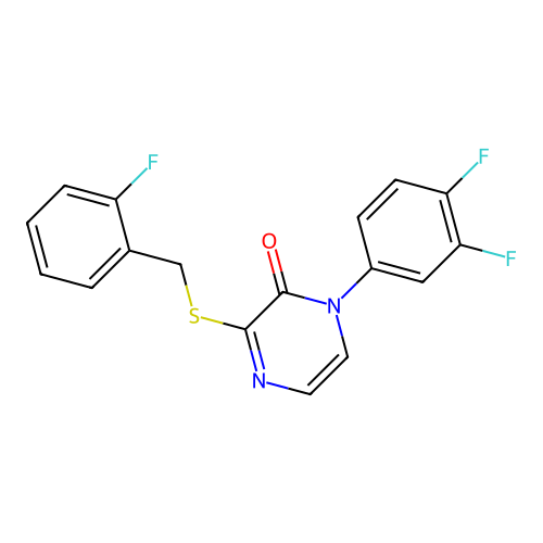 1-(3,4-Difluorophenyl)-3-[(2-fluorophenyl)methylsulfanyl]pyrazin-2-one structure