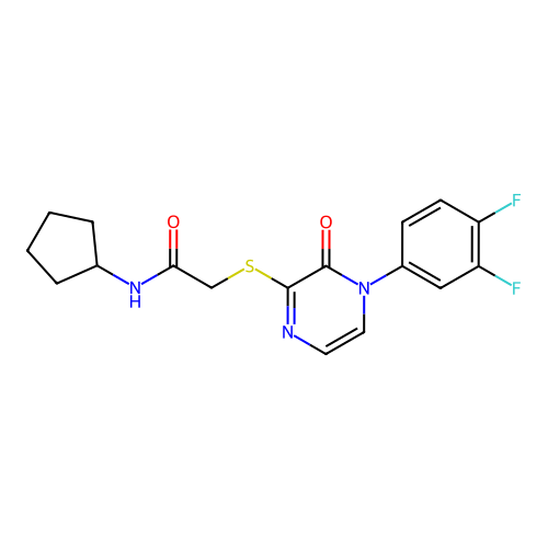 N-cyclopentyl-2-[4-(3,4-difluorophenyl)-3-oxopyrazin-2-yl]sulfanylacetamide structure