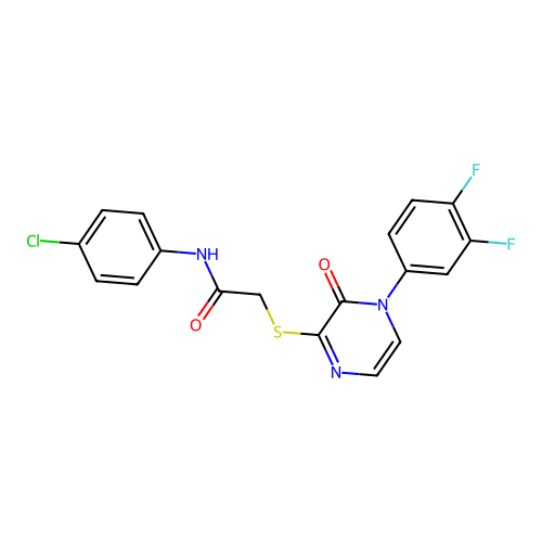 N-(4-chlorophenyl)-2-[4-(3,4-difluorophenyl)-3-oxopyrazin-2-yl]sulfanylacetamide structure