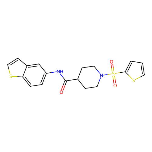 N-(benzo[b]thiophen-5-yl)-1-(thiophen-2-ylsulfonyl)piperidine-4-carboxamide structure